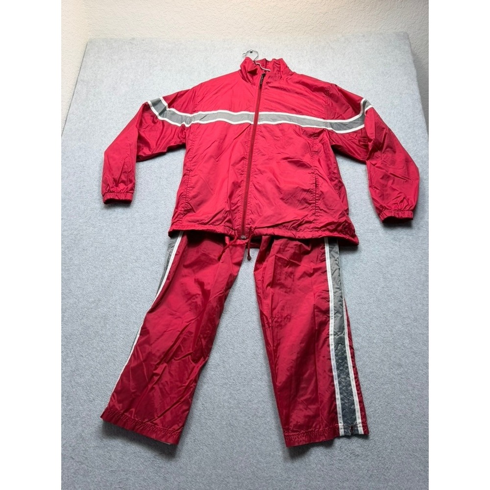 Lavon Vintage Red Track Suit 2 Piece Set Zip Up Windbreaker Jacket and Pants M L